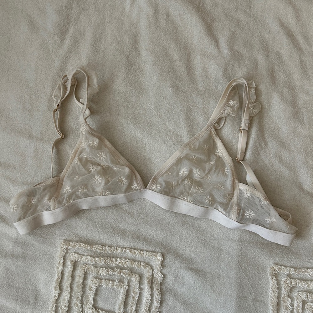 Madewell white daisy mesh bralette